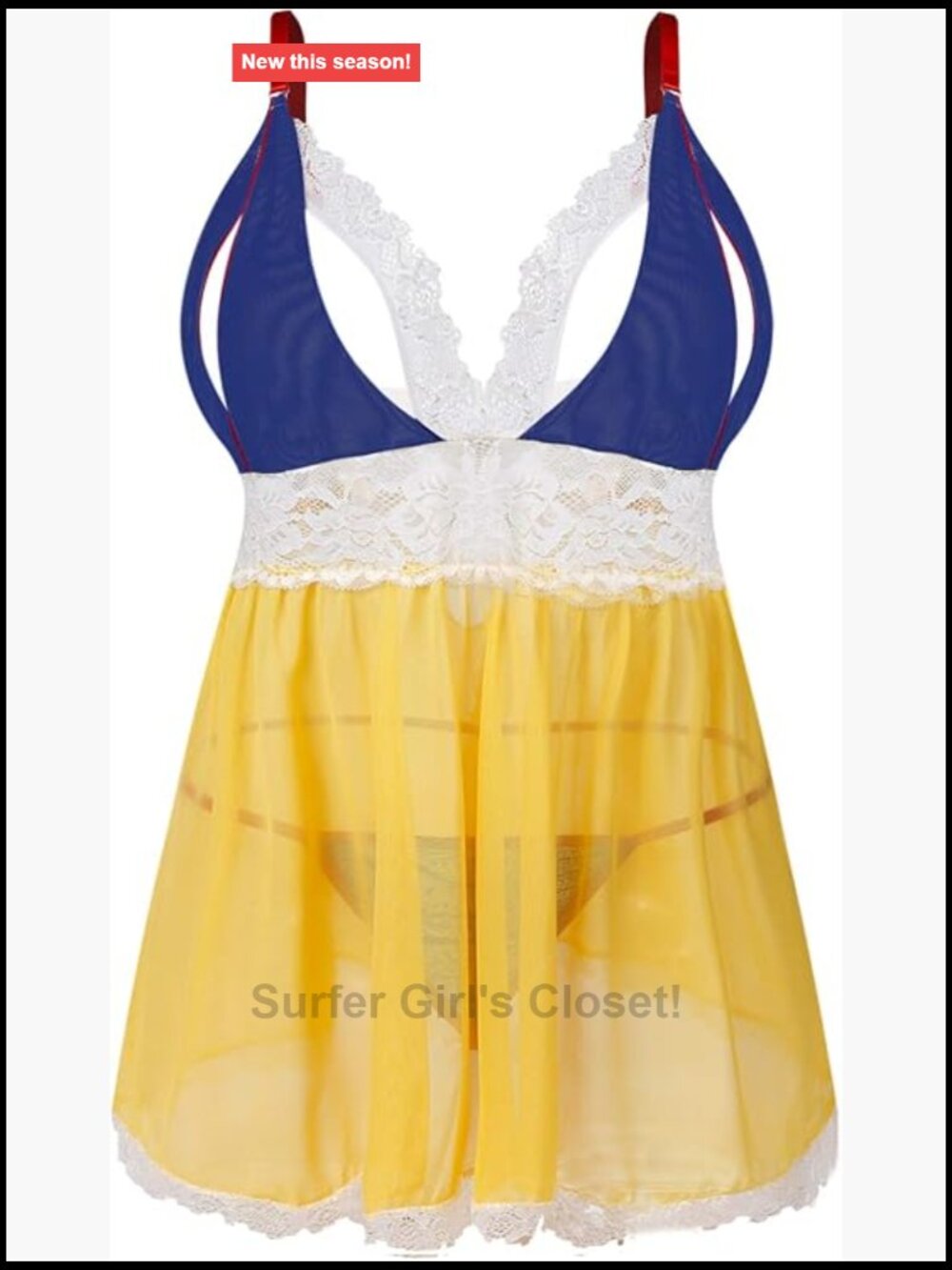 Plus Size Babydoll Lingerie Set with Adjustable Straps V-Neck Chemise & Panty